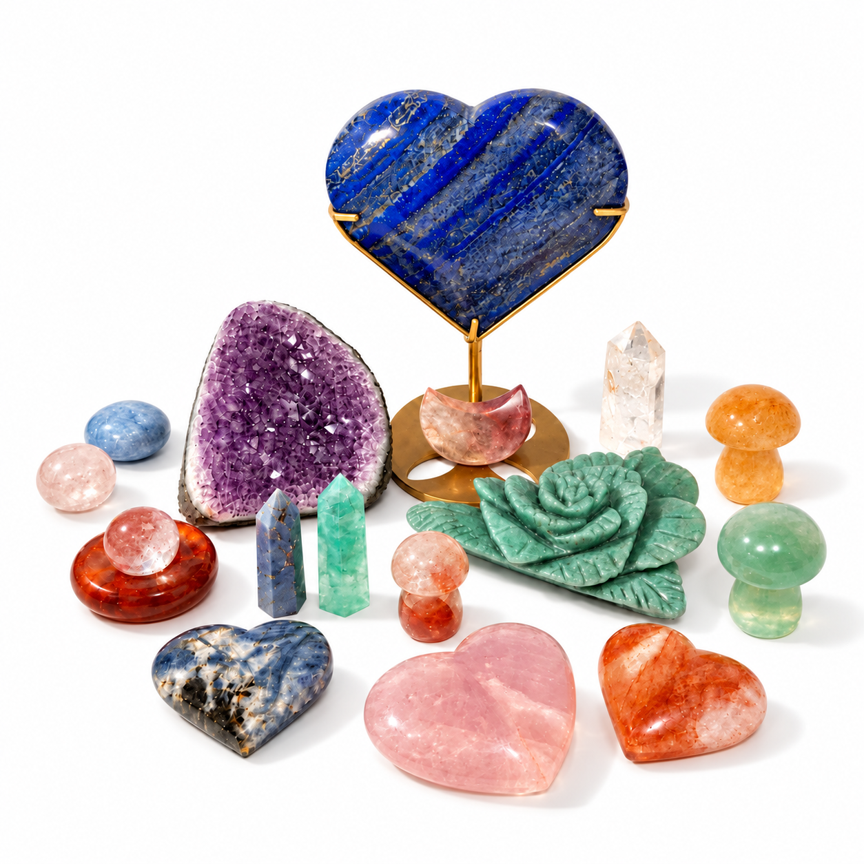 Example crystal selection from the DAZZO mystery box listing on white
